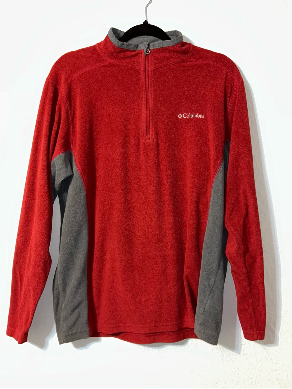 Columbia Men's Klamath Range II 1/2 Zip Maroon and Gray Fleece Pullover Medium